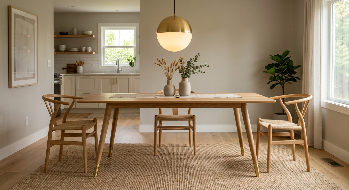 White Oak Mid-Century Splayed Leg Table